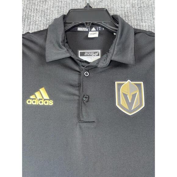 LAS VEGAS GOLDEN KNIGHTS NHL Hockey Polo Shirt ADIDAS Men's Small Black Plastic - Picture 4 of 10